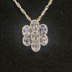 Vintage Stauer Tanzanite Cluster Necklace ~ Brand New ~ Never Worn